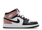 JORDAN 1 MID WHITE RUST PINK BLACK (GS)