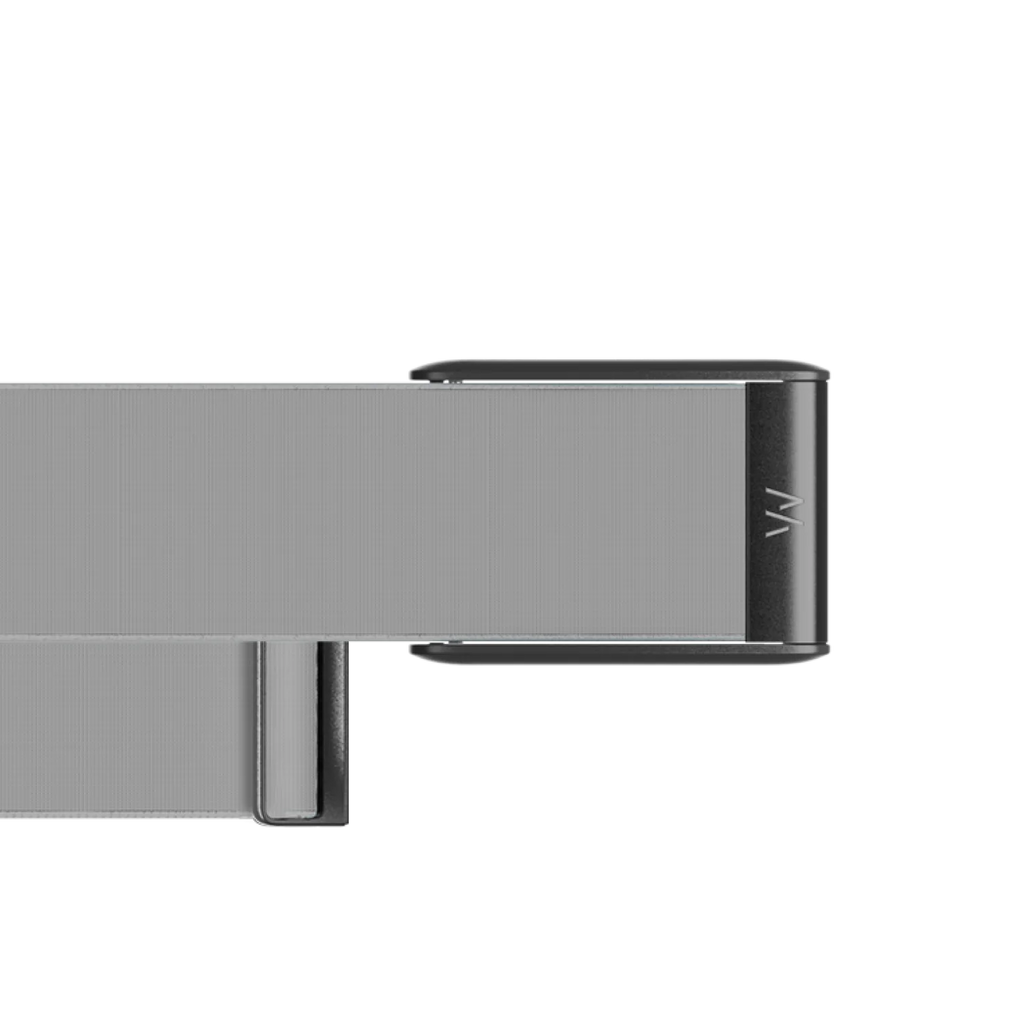 Metallic object with a brand logo on a white background