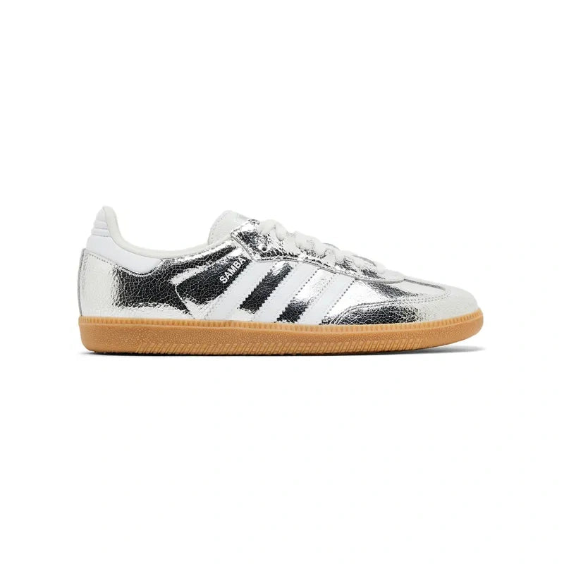 ADIDAS SAMBA OG SILVER METALLIC CRACKED LEATHER