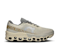 Beige running shoe with 'On Running' branding on a white background