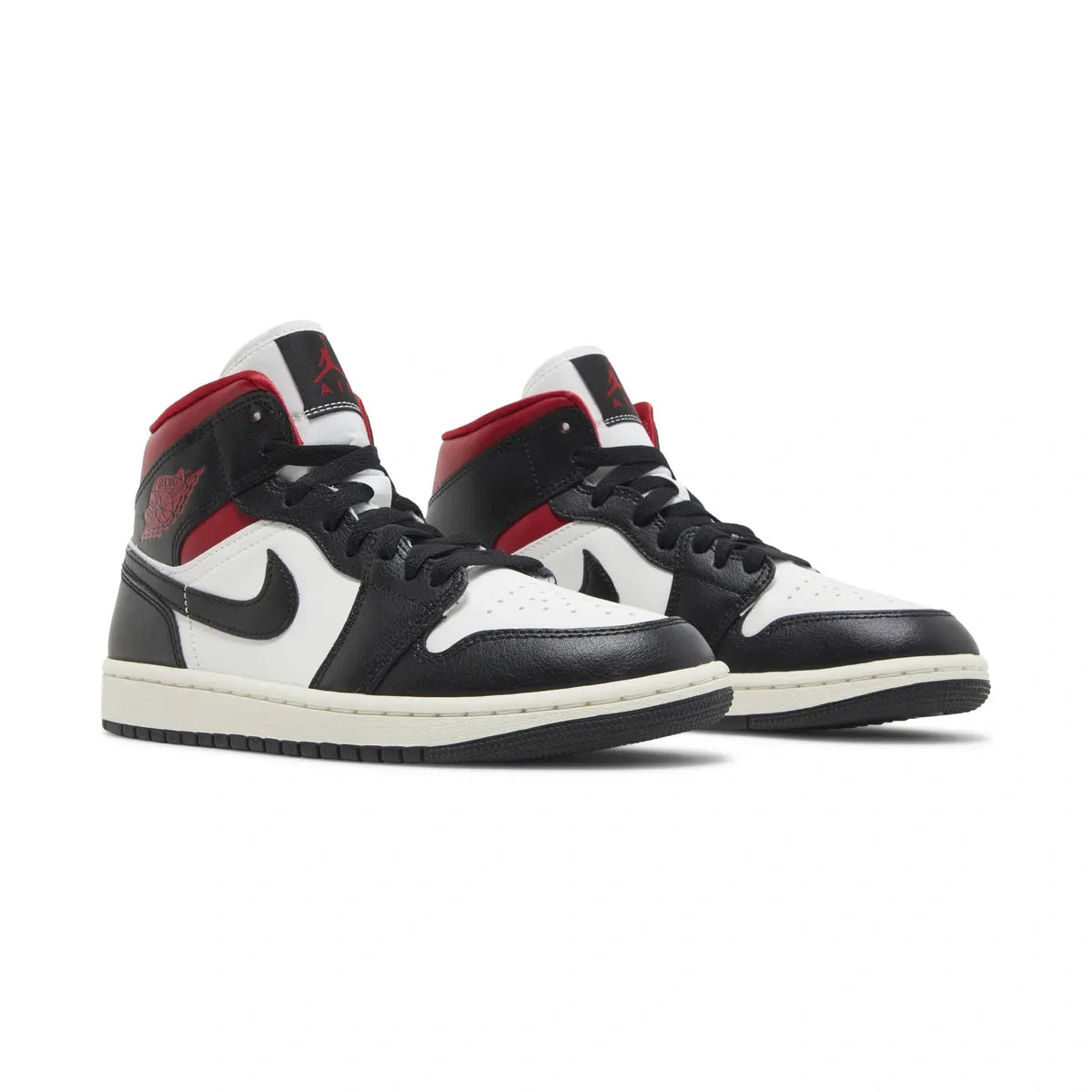 WMNS JORDAN 1 MID BLACK SAIL GYM RED