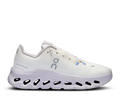 White running shoe with brand logo on a white background