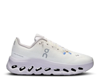 White running shoe with brand logo on a white background