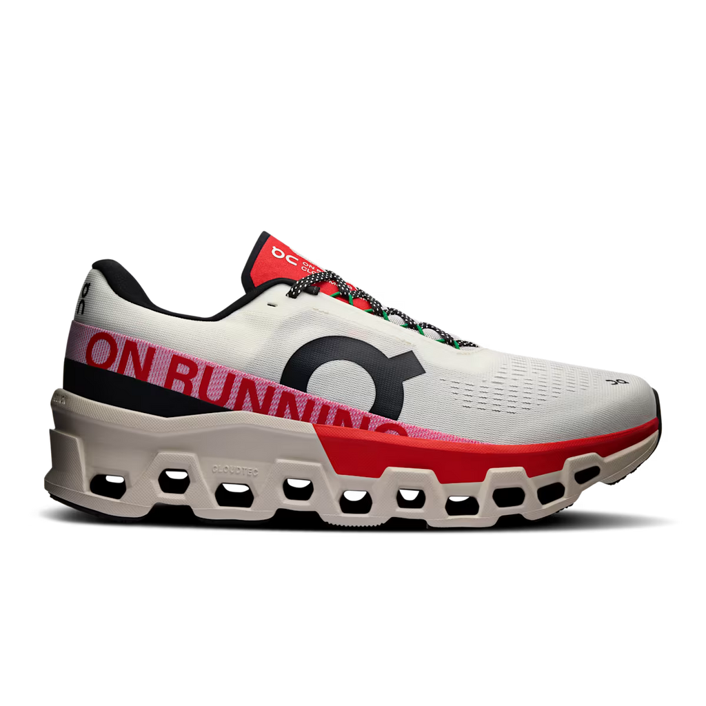 ON RUNNING CLOUDMONSTER 2 IVORY SILVER RED