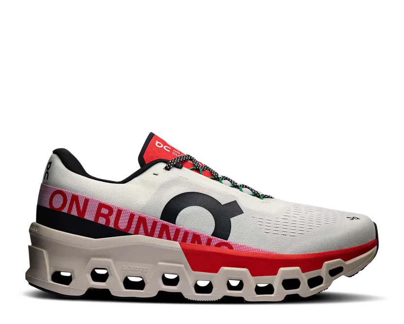 ON RUNNING CLOUDMONSTER 2 IVORY SILVER RED