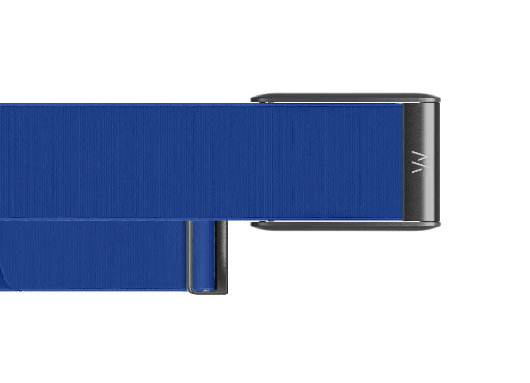 Blue belt with a metallic buckle on a white background