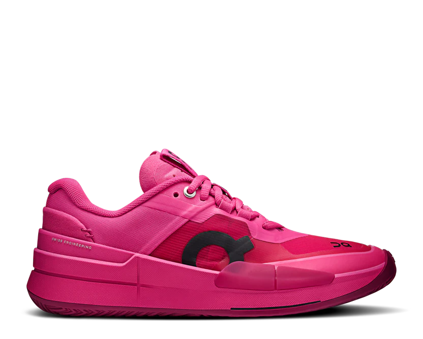 Pink athletic shoe on a white background