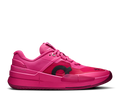 Pink athletic shoe on a white background