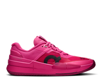 Pink athletic shoe on a white background